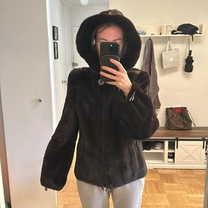 Mink coat with a hood. Size S/M. Retail $10,000